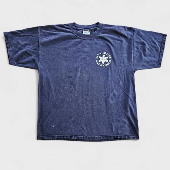 Vintage Gildan Ultra Cotton Altaholics Anonymous Ski Addict Graphic Tee Shirt XL - Picture 1 of 12